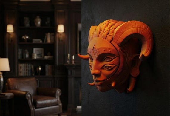 Surreal Harlequin Wall Sculpture - Multi Eyed Jester Mask