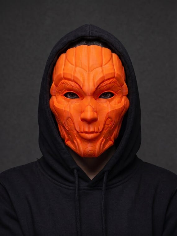Dark Fantasy Full-Face Mask, Gothic Sci-Fi Cosplay Prop, Wearable Art (30+ Colors)