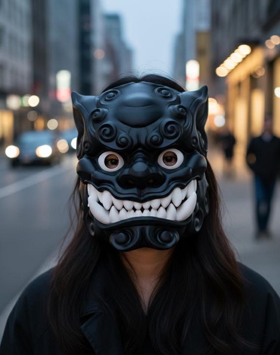Premium Articulated Foo Dog Mask | Moving Jaw Shisa Guardian | Custom Japanese Oni Cosplay