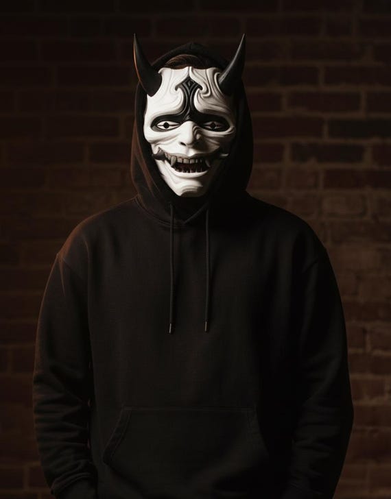 Articulated Oni Demon Mask | Moving Jaw Japanese Yokai Cosplay | Custom Samurai Ghost Mask