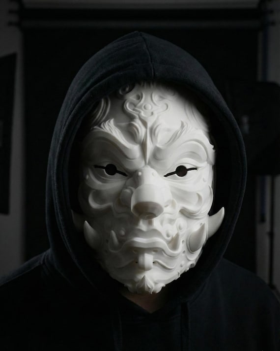 Japanese Tengu Mask, Long Nose Demon, Yokai Cosplay, Samurai Decor