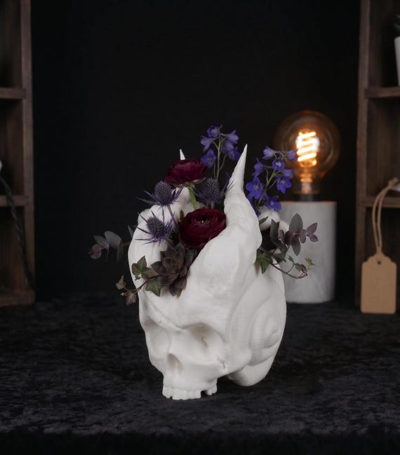Demon Snail Skull Planter | Gothic Succulent Pot, Macabre Home Decor, Horned Shell (30+ Colors)