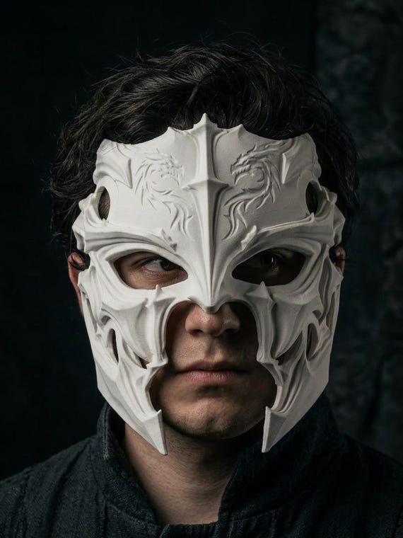 Dragon Hunter Mask | Fantasy Cosplay Armor - Medieval LARP Prop - Gothic Wearable Helmet - Roleplay Costume Accessory - Fantasy Prop