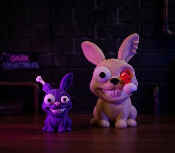 Gothic Bunny Art Toy | Interactive Pop-Out Eye Pen Holder, Custom Creepy Decor