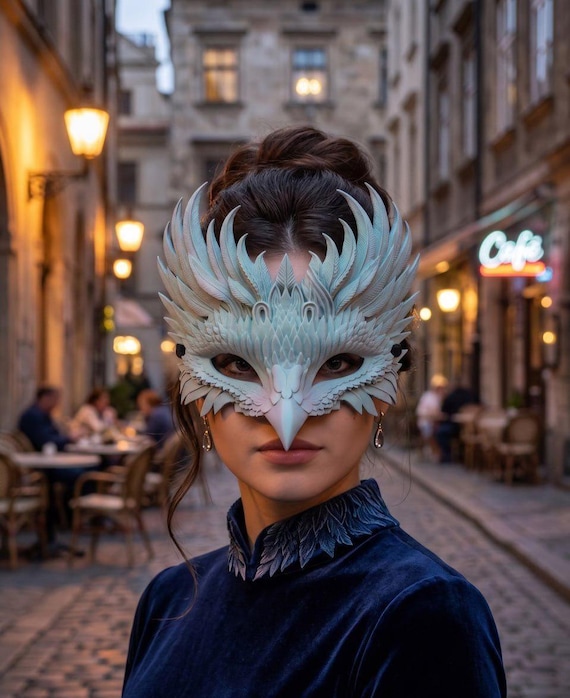 Fantasy Bird Masquerade Mask – 3D Printed PLA, Mythical Costume Accessory