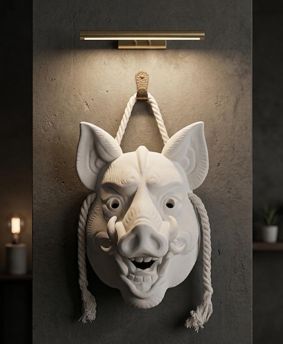 Custom Inoshishi Boar Wall Art | Japanese Wild Boar Mask Decor | Available in 35+ Colors