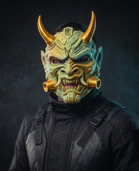 Cyber Oni Mask | Japanese Demon Mask | Futuristic Samurai Cosplay