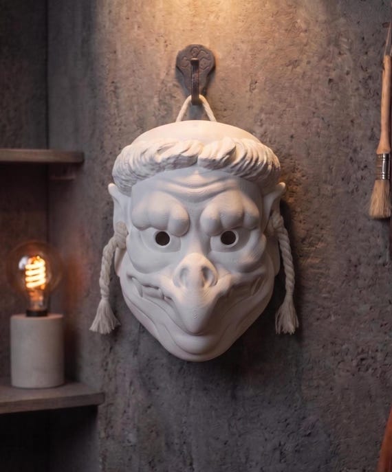 Detailed Kappa Japanese Yokai Wall Sculpture - Mythological Creature Mask Decor - Oriental Folklore Wall Art