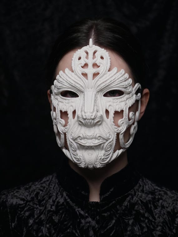 Intricate Filigree Masquerade Mask, Baroque Gothic Full Face, Fantasy Cosplay Prop