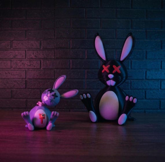 Gothic Bunny Art Toy | Premium Designer Dark Rabbit | Creepy Cute Gothic Room Decor