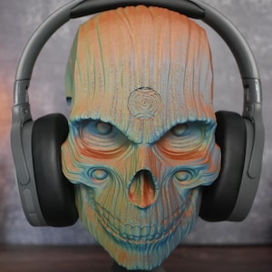 Holy Quin Skull Headphone Stand: - Office Organizer, Study Headset Stand, Special Color, includes base (optional wall mount) Perfect Gift.