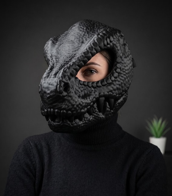 Articulated Dinosaur Mask, Realistic T-Rex Raptor Head, Moving Jaw Cosplay Costume