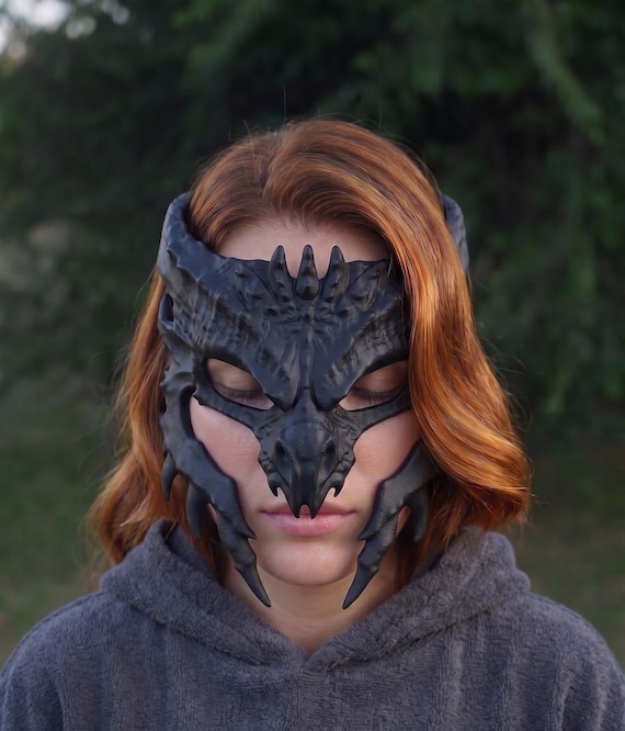 Dragon Half Mask, Unisex Fantasy Cosplay Accessory, LARP Mythical Masquerade Mask, Halloween Costume Prop