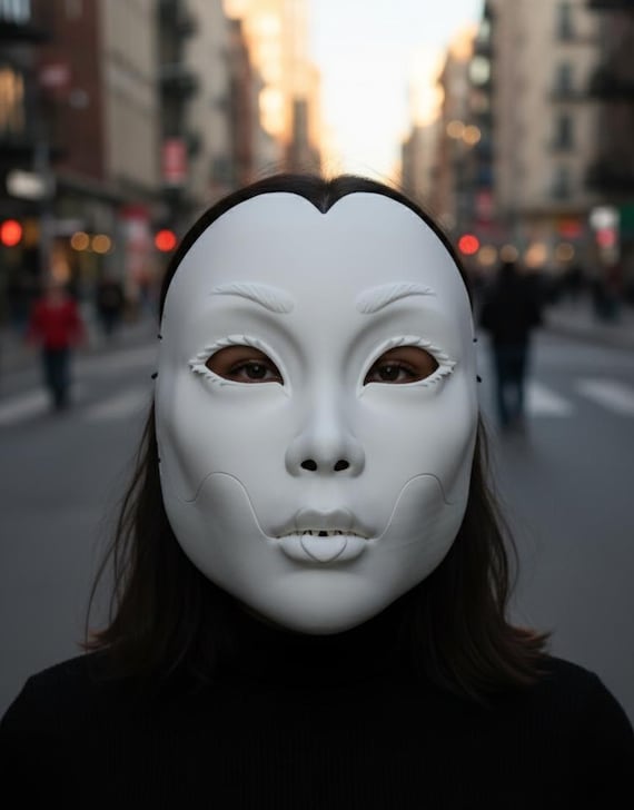 Articulated Geisha Mask – Moving Jaw, Cosplay Prop, Customizable