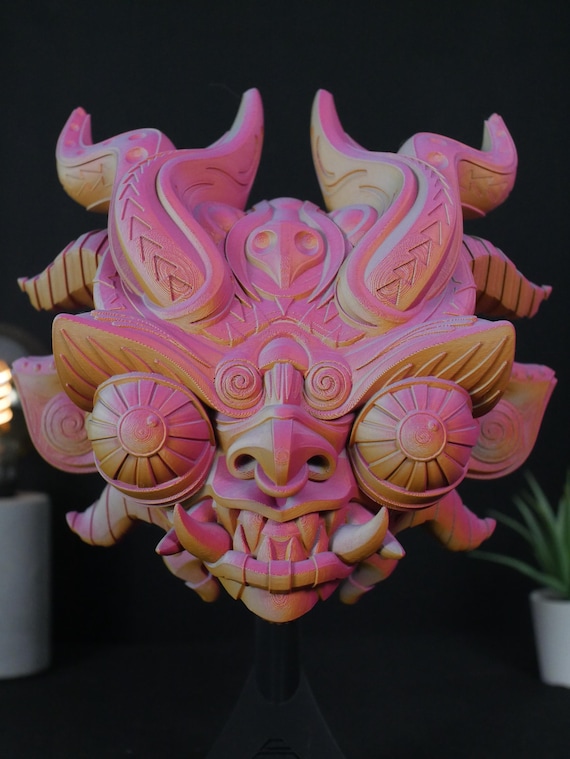 Supay Mask Sculpture – 3D Printed Andean Devil Decor