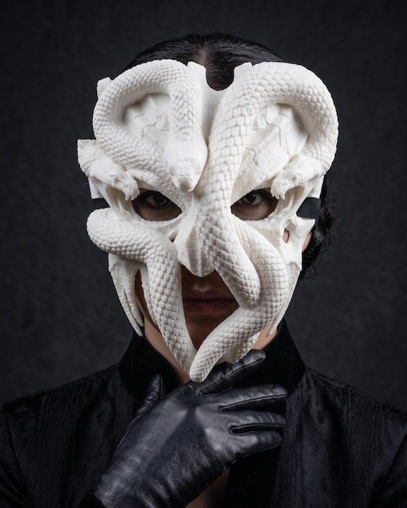 Medusa Snake Masquerade Mask, Gothic Serpent Headpiece, Halloween Cosplay Party