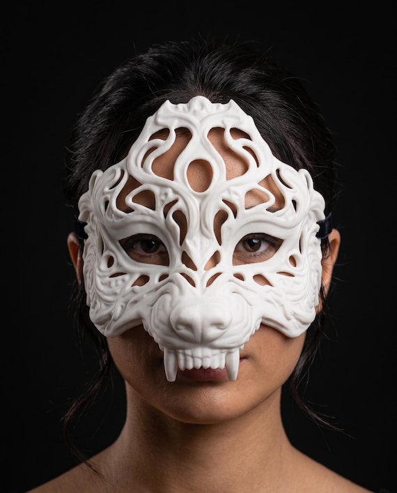 Wolf Filigree Masquerade Mask, Ornate Canine Headpiece, Fantasy Cosplay Accessory