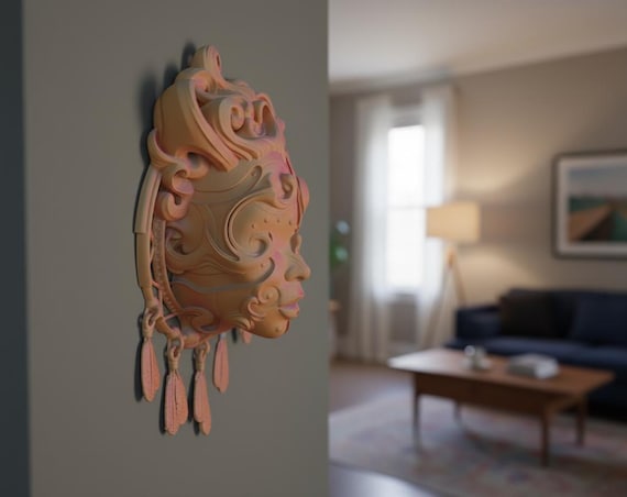 3D Printed Dreamcatcher Mask: Celestial Goddess Wall Art