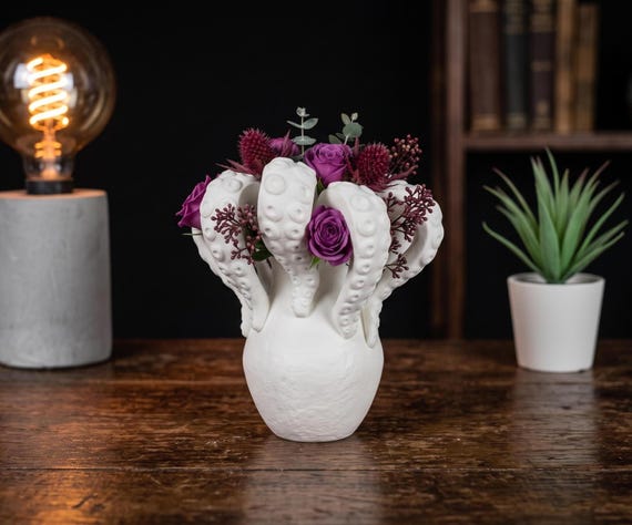 Kraken Tentacle Vase, Gothic Maximalist Decor, Sea Creature Flower Pot, Nautical Centerpiece
