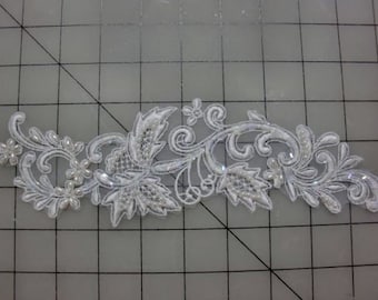 Lace Applique Bead and Sequin Embroidered Lace for Wedding Veils or Head Piece