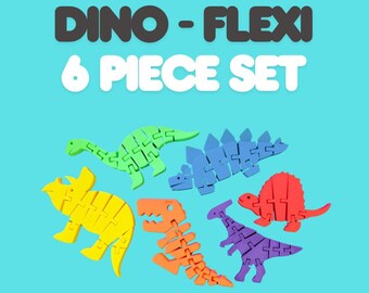 Articulated Dinosaur Toy 6-Piece Set – Colorful, Movable, and Fun!