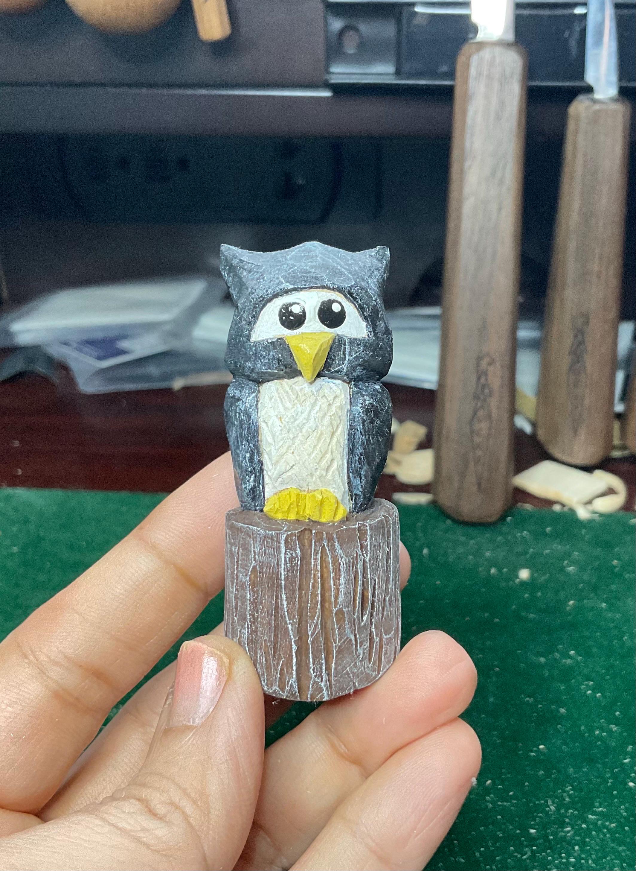 Hand carved wooden Owl