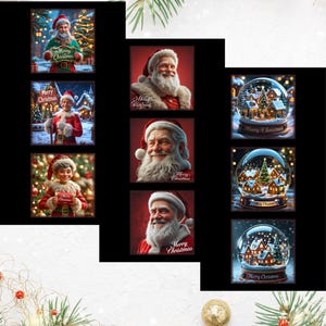 Printable Mini Christmas Cards: Set of 9 Holiday Greetings (3x3 inches) - DIY Envelope Template