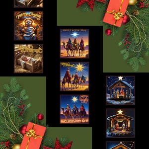 Mini Nativity Christmas Cards: 3x3 Printable Holiday Greetings (PDF Template Included)