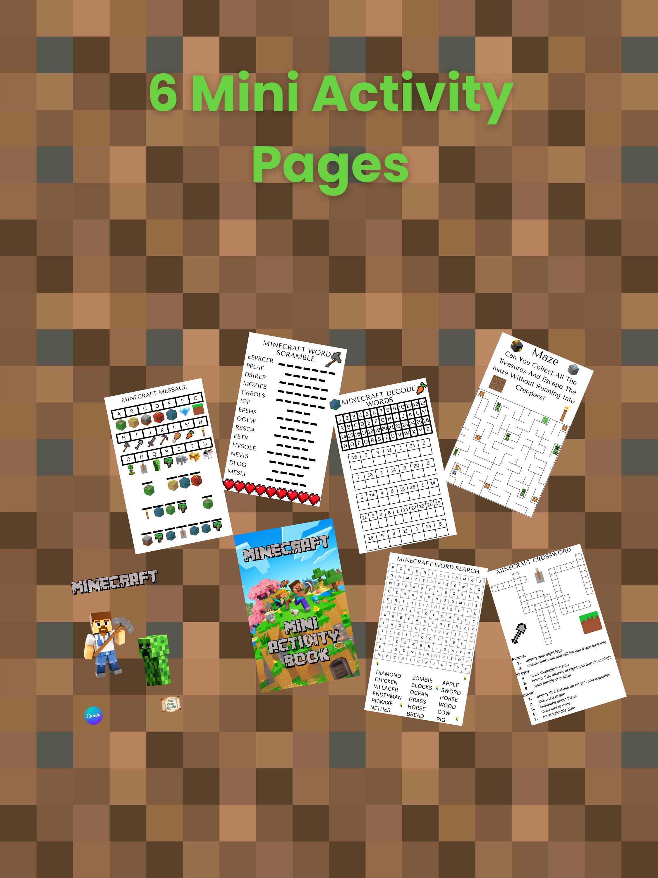 Mini Minecraft Activity Book – Printable Mazes, Puzzles (instant ...