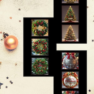 Printable Mini Christmas cards - 3x3 inches - set of 9 cards - set 2 – Holiday Greeting Cards - Envelope Template included