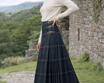 Gonna lunga da donna in tartan scozzese delle Highlands - Gonna plissettata a vita alta, gonna lunga classica in tartan da donna / kilt di lunghezza personalizzata in oltre 60 tartan