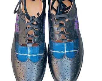 Black Tartan Kilt Shoes Men Ghillie Brogues Real Leather Traditional Scottish Shoes Outfit Matching Kilt Brogues Available in 50+ Tartans