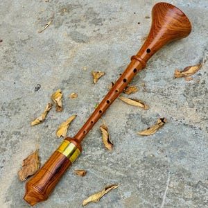 RAUSCHPFEIFE Natürliche Palisander Spieluhr Kleine Holzflöte Mittelalterliche Deutsche Schalmei Instrument mit Zwei Rohrblättern
