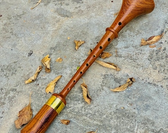 RAUSCHPFEIFE Natürliche Palisander Spieluhr Kleine Holzflöte Mittelalterliche Deutsche Schalmei Instrument mit Zwei Rohrblättern