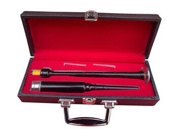 Black Rosewood Practice Chanter: Scottish Bagpipe with Case & Reeds