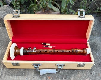 Bombard Chanter, Rosewood Scottish Bagpipe Musical Chanter Highland drum & Pipe Chanter for Beginner Professional with Wooden Case and Reeds