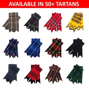 Tartan Kilt Flashes - Traditional Kilt Hose Socks Garters - Metal Buckle Closure Matching Pair Scottish Flashes in 50+ Tartans