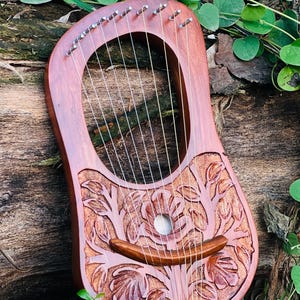 Flower Lyre Harp 10 Metal Strings Rosewood Scottish & Irish Lyre Harps With Lyre bag tuning key and Strings Set