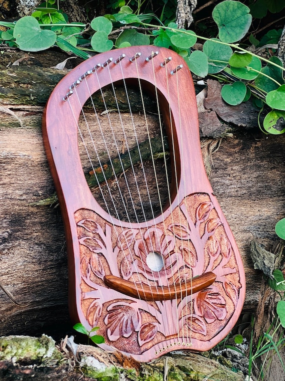Premium Lyre Harp 10 Metal Strings Rosewood Lyre Harps With Lyre bag tuning key and Strings Set
