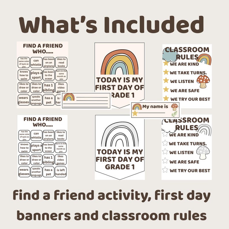 Neutral Boho Classroom Decor Bundle | Desk Name Plates &amp; Schedule Cards ...