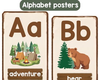Adventure Camping Alphabet Posters | Nature Classroom Decor | Printable ABC Posters