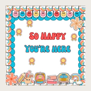 Retro Bulletin Board Kit | Retro Theme Set | Back to School Display | Printable Bulletin Board Idea | Teacher Classroom Decorations