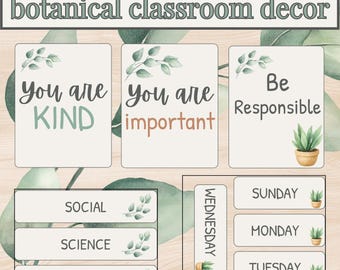 Botanical Classroom Decor Bundle | Neutral  Decor