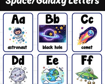 Space Galaxy Alphabet Posters | Printable ABC Cards