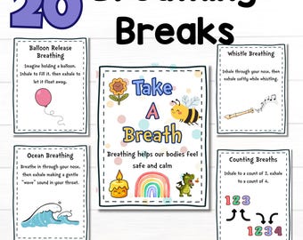 Breathing Breaks Posters for Kids | Calm Corner, SEL (PDF)