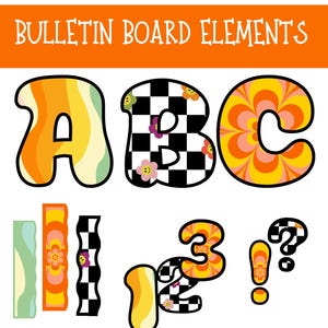 Bulletin Board Letters,Retro Bulletin Board Letters, Bulletin Board Numbers,Classroom Decor, Bulletin Board Ideas, Printable Classroom Decor