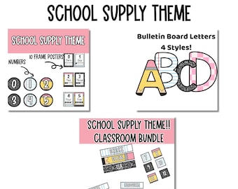 School Supply Theme Classroom Decor Bundle | Bulletin Board Letters