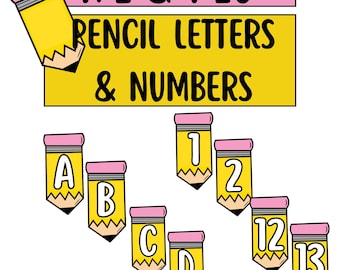 Pencil Alphabet and Number Cards | Classroom Printable Decor (Digital Download)