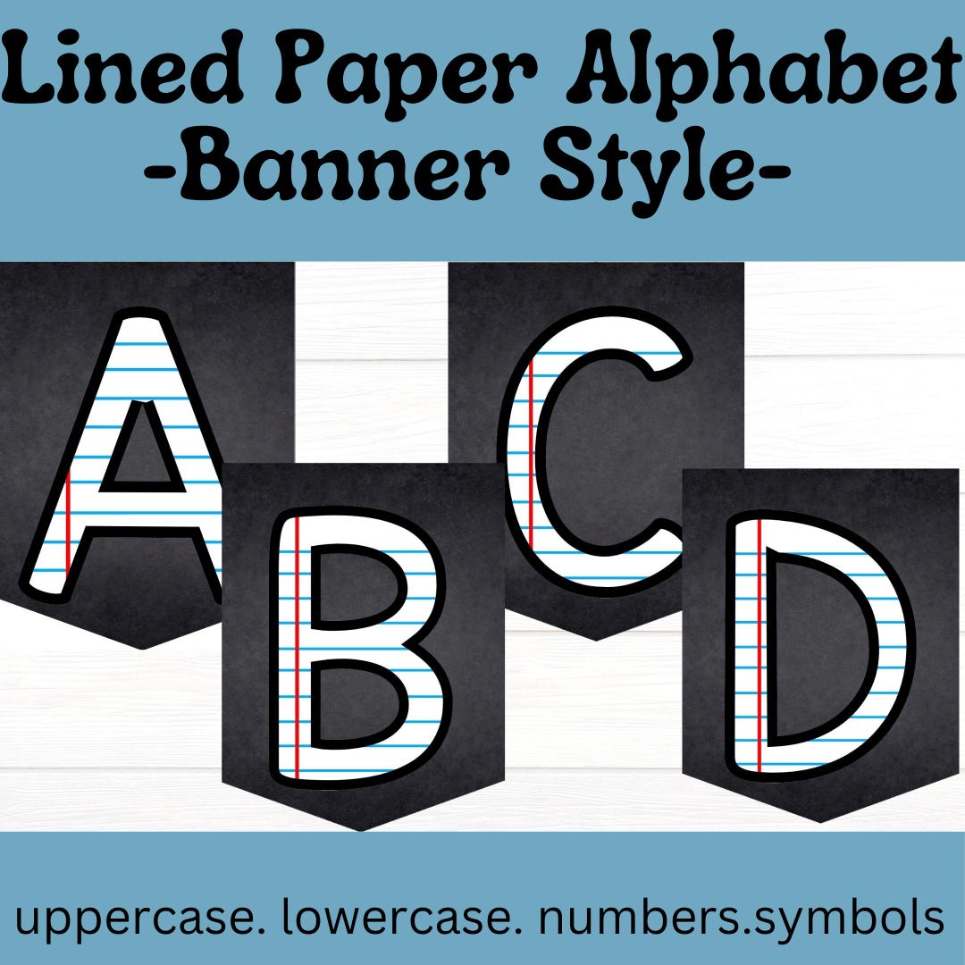 Lined Paper Banner Alphabet | Printable Classroom Decor (PDF) - Etsy