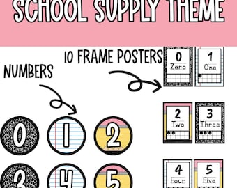 School Supply Number Posters 0-20 | Classroom Math Center (PDF)